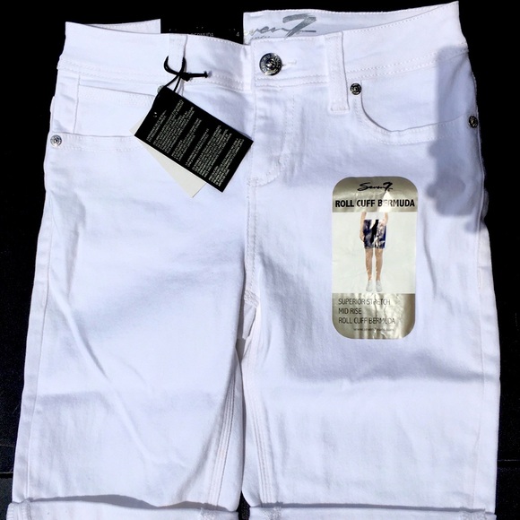 Seven7 by Seven Womens White Denim jeans shorts, NWT, rolled cuffed, size 4 - Picture 2 of 14